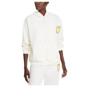 Aqua White Hoodie with Yellow Heart NWT
